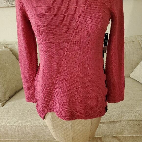 NIC+ZOE  Cross Stitch Sweater sz XS in Pink - Picture 5 of 13